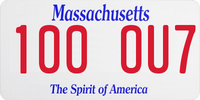 MA license plate 100OU7