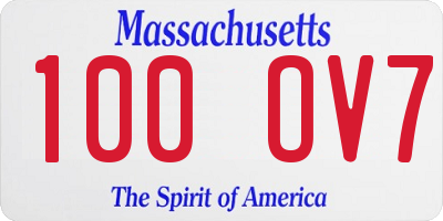 MA license plate 100OV7