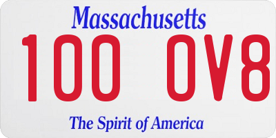 MA license plate 100OV8