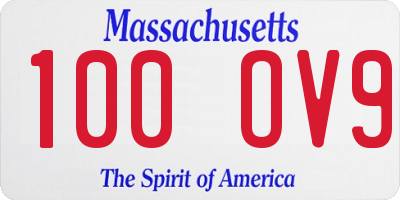 MA license plate 100OV9