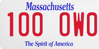 MA license plate 100OW0