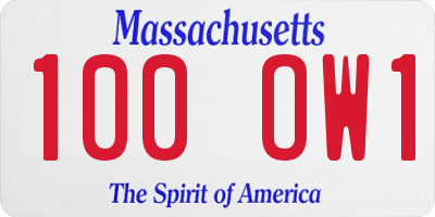 MA license plate 100OW1