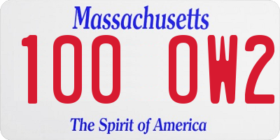 MA license plate 100OW2
