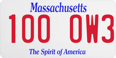 MA license plate 100OW3