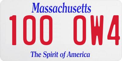 MA license plate 100OW4