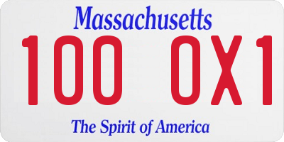 MA license plate 100OX1