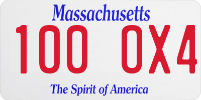 MA license plate 100OX4