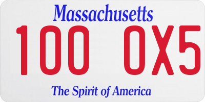 MA license plate 100OX5