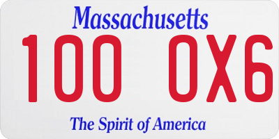 MA license plate 100OX6
