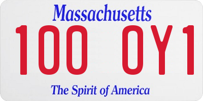 MA license plate 100OY1