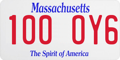 MA license plate 100OY6