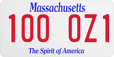 MA license plate 100OZ1