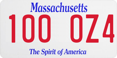 MA license plate 100OZ4