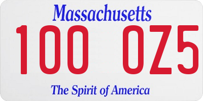 MA license plate 100OZ5