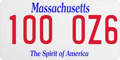 MA license plate 100OZ6