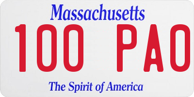 MA license plate 100PA0