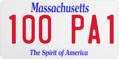 MA license plate 100PA1