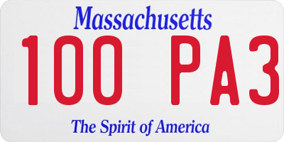 MA license plate 100PA3