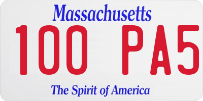 MA license plate 100PA5