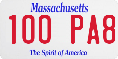 MA license plate 100PA8