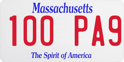 MA license plate 100PA9