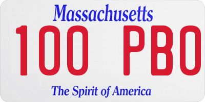 MA license plate 100PB0