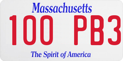 MA license plate 100PB3