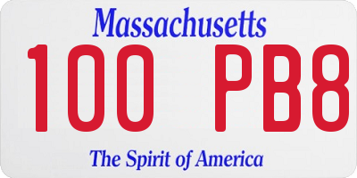 MA license plate 100PB8