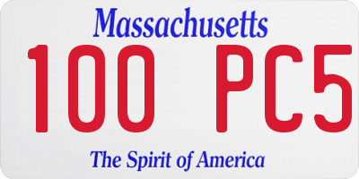 MA license plate 100PC5