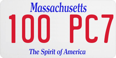 MA license plate 100PC7