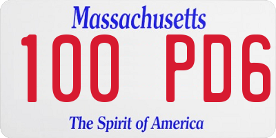 MA license plate 100PD6