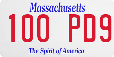 MA license plate 100PD9