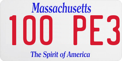 MA license plate 100PE3