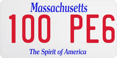 MA license plate 100PE6