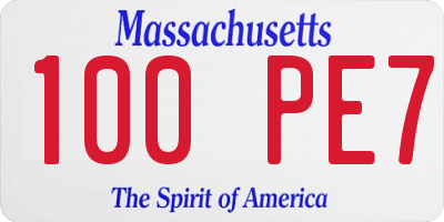 MA license plate 100PE7