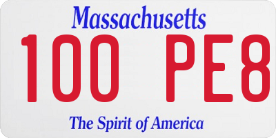 MA license plate 100PE8