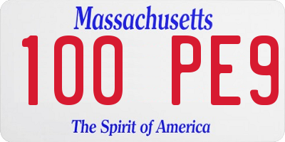 MA license plate 100PE9