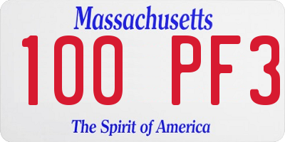 MA license plate 100PF3