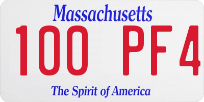 MA license plate 100PF4