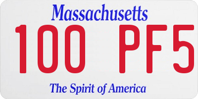 MA license plate 100PF5