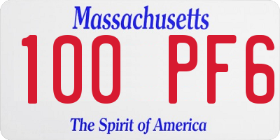 MA license plate 100PF6