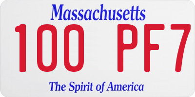 MA license plate 100PF7