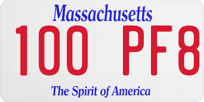 MA license plate 100PF8