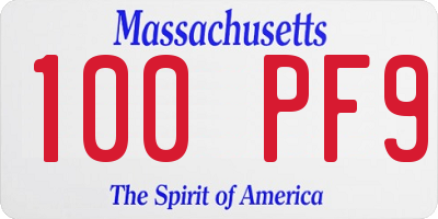 MA license plate 100PF9