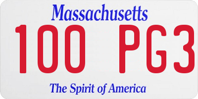 MA license plate 100PG3