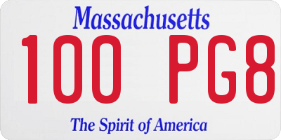 MA license plate 100PG8