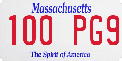 MA license plate 100PG9