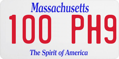 MA license plate 100PH9