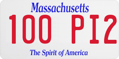 MA license plate 100PI2