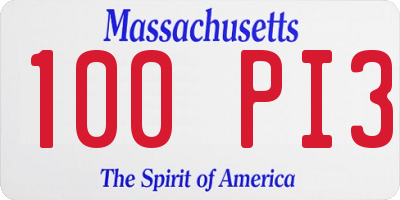 MA license plate 100PI3